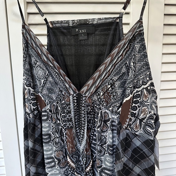 Forever 21 Dress Tartan Plaid Tribal Print Sleeveless Large NWT - Picture 5 of 17